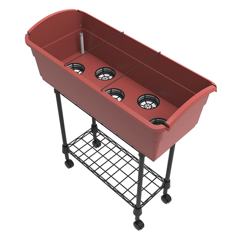 Letto mobile da giardino rialzato in plastica con due vassoi portaoggetti UF004